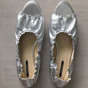Zara Silver Ballerinas